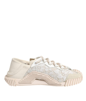 Dolce &amp; Gabbana White Lace NS1 Low Top Sneaker Sports Shoes