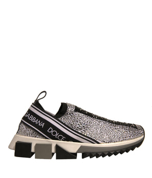 Zapatillas deportivas Sorrento con pedrería plateada de Dolce &amp; Gabbana