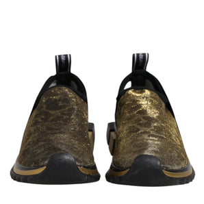Dolce & Gabbana Gold Glitter Leopard Sorrento Sneakers Shoes