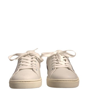 Dolce & Gabbana White Suede Leather Low Top Sneakers Shoes