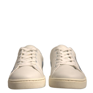 Dolce & Gabbana White Suede Leather Low Top Sneakers Shoes