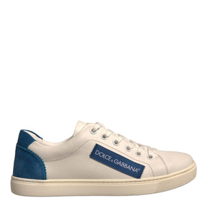 Dolce & Gabbana White Suede Leather Low Top Sneakers Shoes