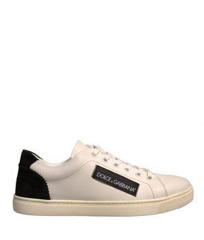 Dolce &amp; Gabbana White Suede Leather Low Top Sneakers Shoes