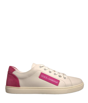 Dolce &amp; Gabbana White Suede Leather Low Top Sneakers Shoes