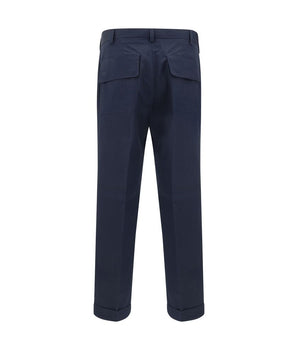 Germano Blue Cotton Casual Pants