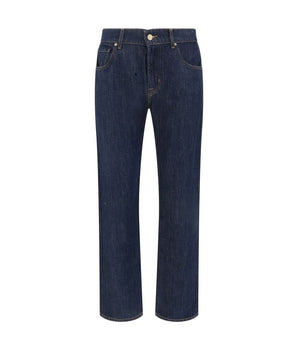 7FOR Blue Cotton Straight-Leg Jeans