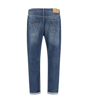 Brunello Cucinelli Blue Cotton Straight-Leg Jeans