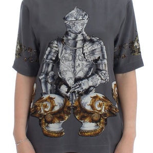 Dolce &amp; Gabbana Enchanted Sicily Silk Blouse with Knight Print