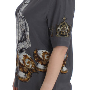 Dolce &amp; Gabbana Enchanted Sicily Silk Blouse with Knight Print