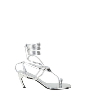 The Attico Silver Calf Leather Bos Taurus Flip-Flop Sandals