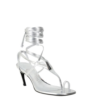 The Attico Silver Calf Leather Bos Taurus Flip-Flop Sandals