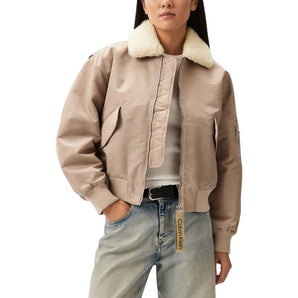 Calvin Klein Jeans Beige Polyester Jackets &amp; Coat