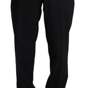 Pantalón de vestir elástico de lana negra de Dolce &amp; Gabbana