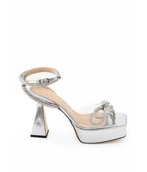 MACH & MACH Gray Leather Platform Sandals