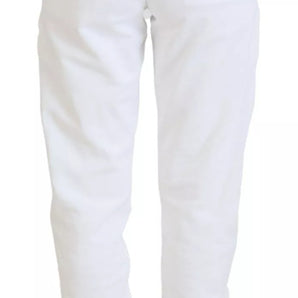 Dolce &amp; Gabbana White Cotton Women Sweatpants Trouser Pants