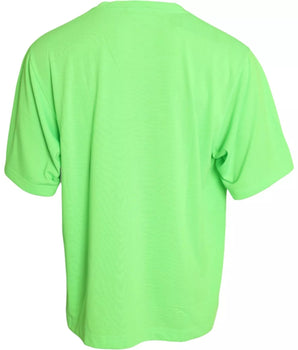 Dolce &amp; Gabbana Green Embossed Logo Crew Neck Neon T-shirt