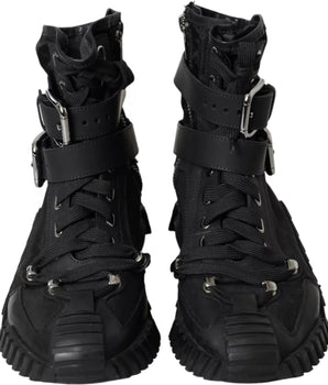 Dolce &amp; Gabbana Black Nylon NS1 High Top Sneakers Shoes