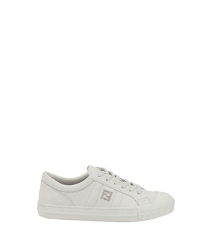 Fendi White Calf Leather Bos Taurus Athletic Sneakers