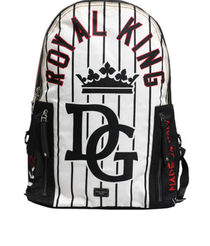 Dolce &amp; Gabbana Black White Vulcano Royal King Print Men Backpack Bag