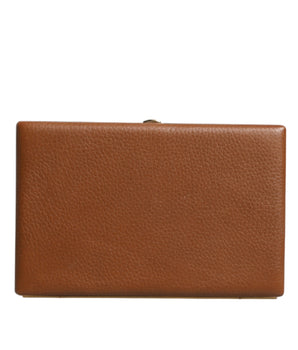 Dolce &amp; Gabbana Brown Leather Clutch Evening Crossbody Bag