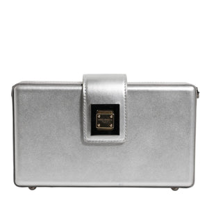 Dolce & Gabbana Metallic Silver DG BOX Leather Shoulder Strap Bag