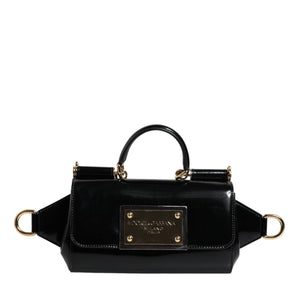 Dolce &amp; Gabbana Black Calfskin Leather DG Logo Shoulder Bag