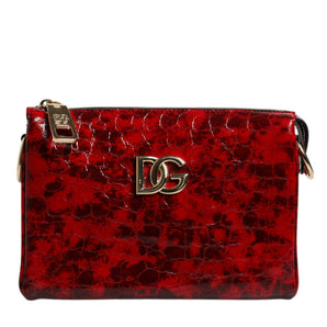 Dolce & Gabbana Red Exotic Leather DG Logo Women Crossbody Bag