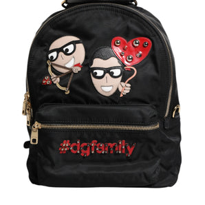 Dolce & Gabbana Black Nylon #DGFAMILY VULCANO Embellished Backpack Bag