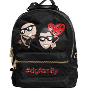 Dolce &amp; Gabbana Black Nylon #DGFAMILY VULCANO Embellished Backpack Bag
