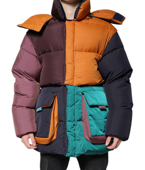 Dolce &amp; Gabbana Multicolor Quilted Hooded Puffer Jacket
