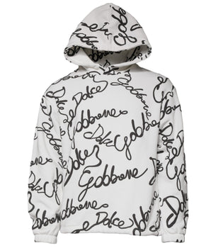 Dolce &amp; Gabbana White Logo Cotton Hooded Sweatshirt Sweater