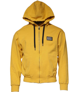 Sudadera con capucha y cremallera completa con logotipo amarillo de Dolce &amp; Gabbana