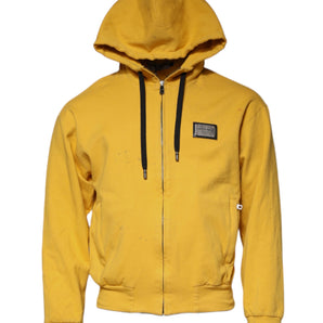 Sudadera con capucha y cremallera completa con logotipo amarillo de Dolce &amp; Gabbana