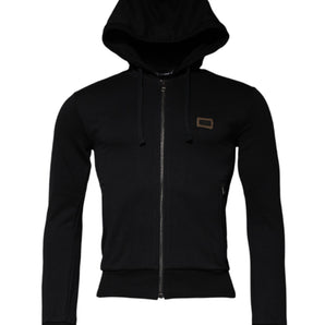 Dolce & Gabbana Black Logo Full Zip Hooded Sweatshirt Sweater