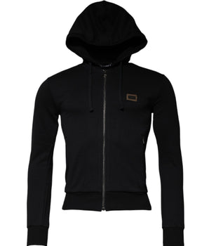 Dolce &amp; Gabbana Black Logo Full Zip Hooded Sweatshirt Sweater
