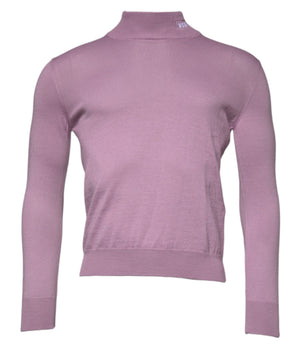MSGM Purple Wool Knit Turtle Neck Long Sleeve Pullover Sweater