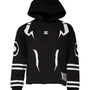 Dolce & Gabbana Black White Logo Hooded Sweatshirt Sweater