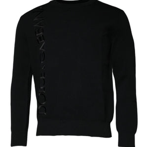 Dolce & Gabbana Black Nylon Logo Crew Neck Pullover Sweater