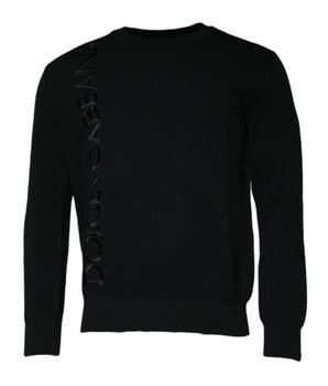 Dolce &amp; Gabbana Black Nylon Logo Crew Neck Pullover Sweater