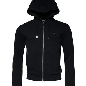 Dolce & Gabbana Black Logo Full Zip Hooded Sweatshirt Sweater