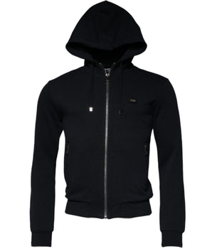 Dolce &amp; Gabbana Blue Logo Full Zip Hooded Sweatshirt Sweater