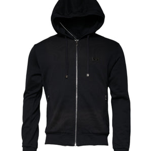 Dolce & Gabbana Black Logo Full Zip Hooded Sweatshirt Sweater