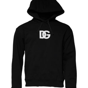 Dolce & Gabbana Black Logo Cotton Hooded Sweatshirt Sweater