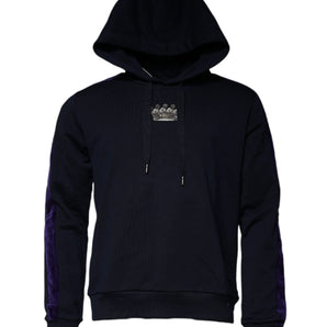 Dolce & Gabbana Blue Crown Cotton Hooded Sweatshirt Sweater