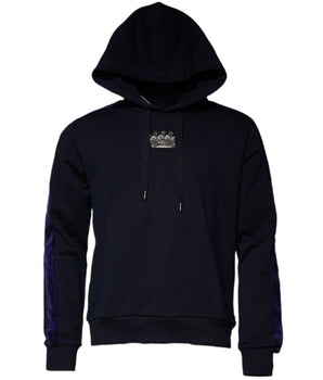 Dolce &amp; Gabbana Blue Crown Cotton Hooded Sweatshirt Sweater