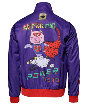 Dolce &amp; Gabbana Purple Year Of The Pig Full Zip Bomber Sweater