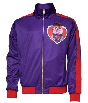 Dolce &amp; Gabbana Purple Year Of The Pig Full Zip Bomber Sweater
