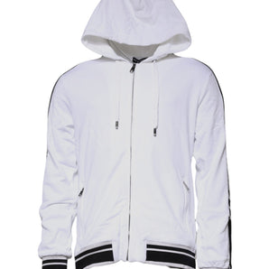 Dolce & Gabbana White Full Zip Hooded Sweatshirt Sweater