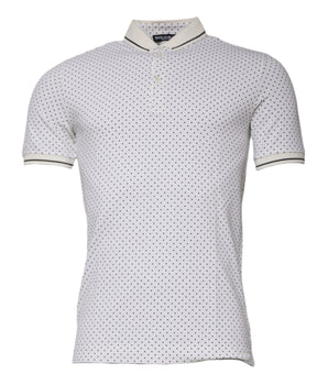 Dolce &amp; Gabbana White Polka Dot Cotton Collared Polo T-shirt
