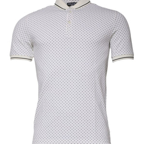Dolce & Gabbana White Polka Dot Cotton Collared Polo T-shirt